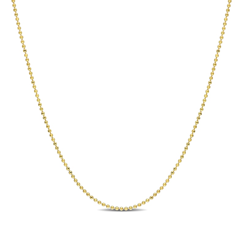 1.0mm Bead Chain Necklace in Sterling Silver with Yellow Gold Flash Plate
