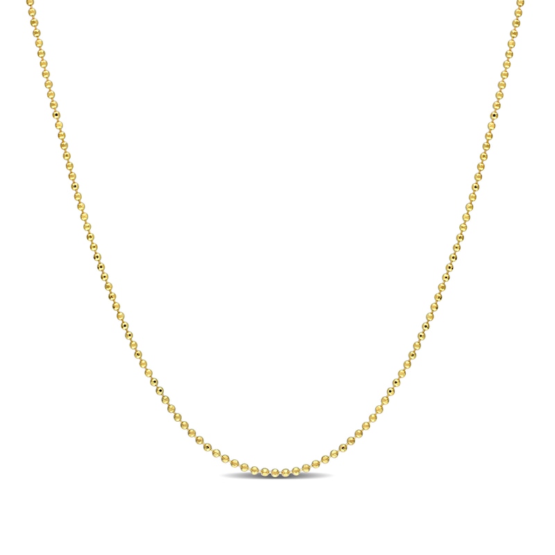 1.0mm Bead Chain Necklace in Sterling Silver with Gold-Tone Flash Plate