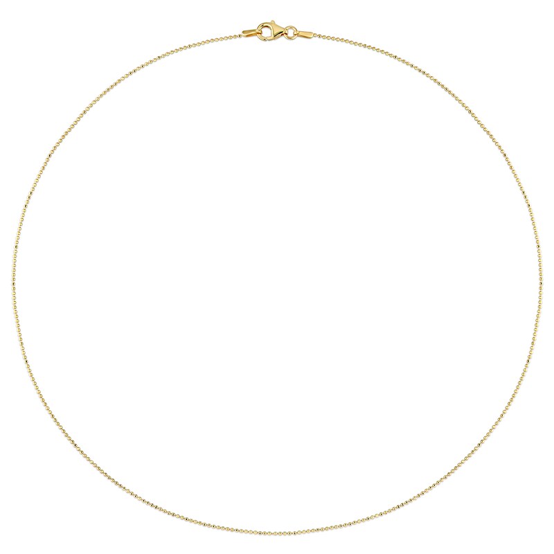 1.0mm Bead Chain Necklace in Sterling Silver with Gold-Tone Flash Plate