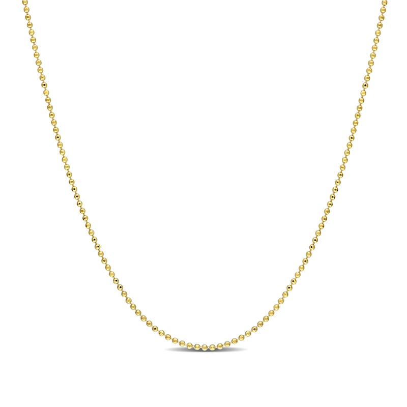 1.0mm Bead Chain Necklace in Sterling Silver with Gold-Tone Flash Plate