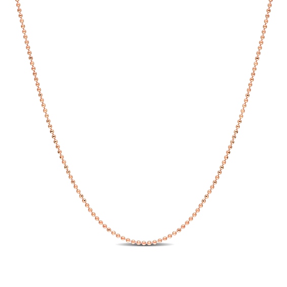 1.0mm Bead Chain Necklace in Sterling Silver with Rose-Tone Flash Plate