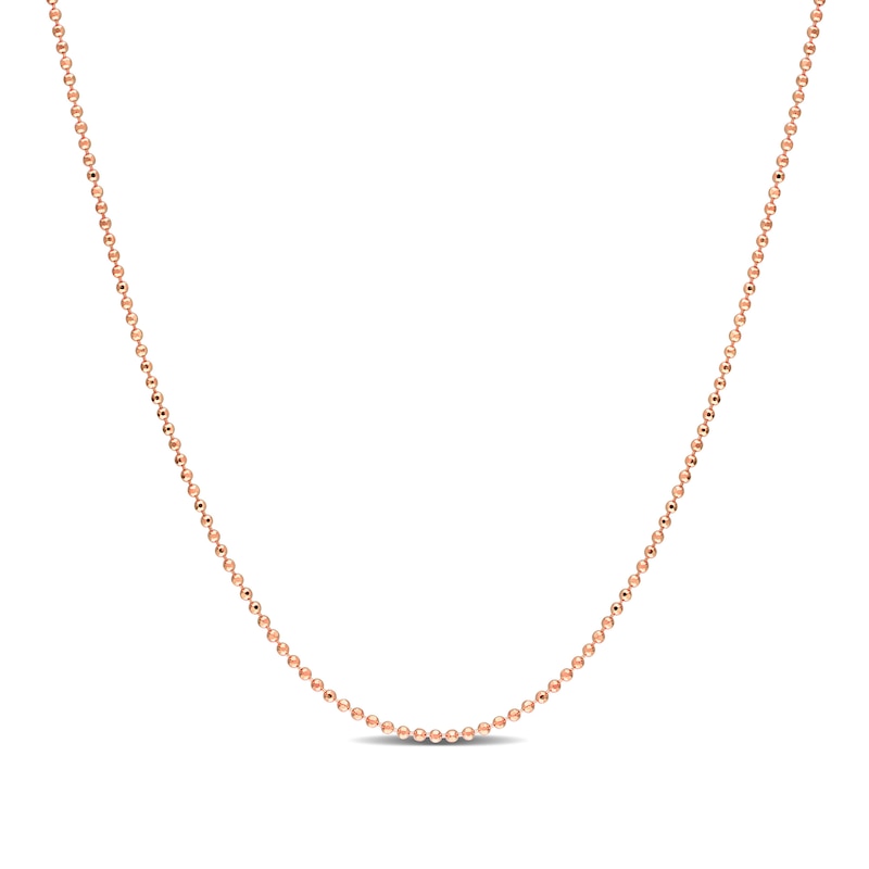 1.0mm Bead Chain Necklace in Sterling Silver with Rose-Tone Flash Plate