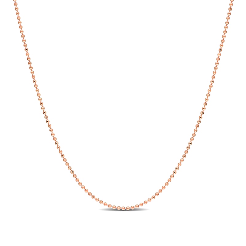 1.0mm Bead Chain Necklace in Sterling Silver with Rose-Tone Flash Plate|Peoples Jewellers