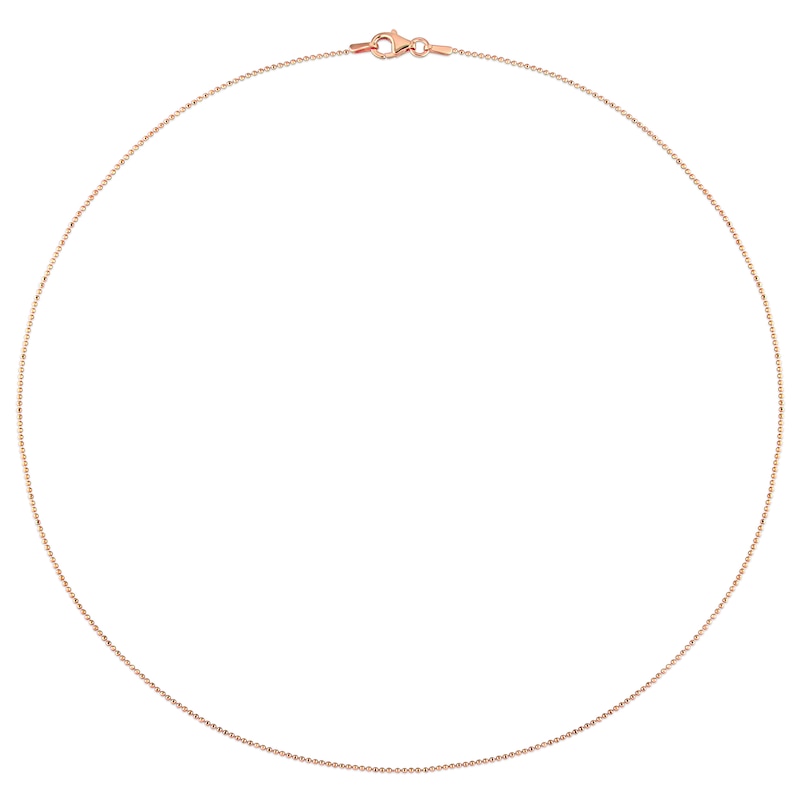 1.0mm Bead Chain Necklace in Sterling Silver with Rose Gold Flash Plate