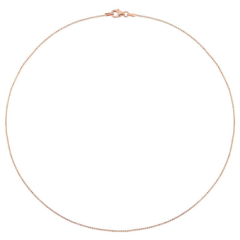 1.0mm Bead Chain Necklace in Sterling Silver with Rose-Tone Flash Plate