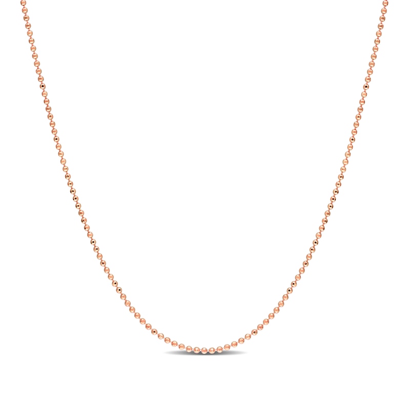 1.0mm Bead Chain Necklace in Sterling Silver with Rose-Tone Flash Plate