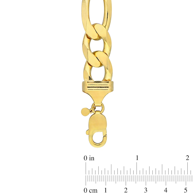 Ladies' 14.5mm Figaro Chain Bracelet in Sterling Silver with Gold-Tone Flash Plate - 9"
