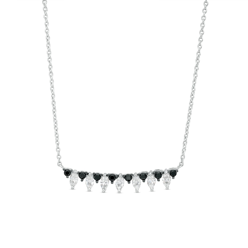 0.45 CT. T.W. Black and White Diamond Alternating Necklace in Sterling Silver – 17"|Peoples Jewellers