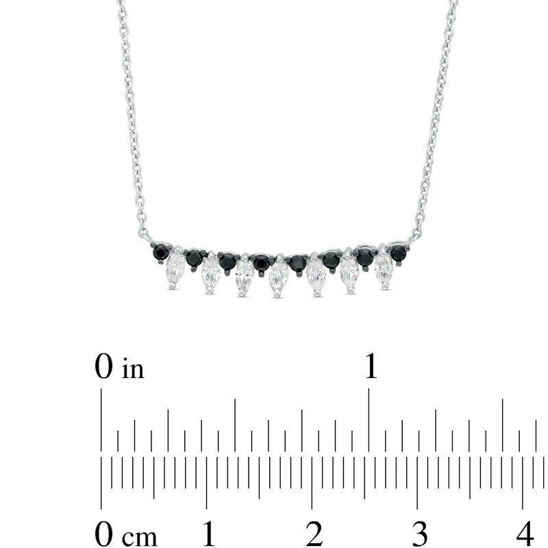 0.45 CT. T.W. Black and White Diamond Alternating Necklace in Sterling Silver – 17"