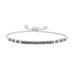 0.15 CT. T.W. Black and White Diamond Line Bolo Bracelet in Sterling Silver – 9.5"