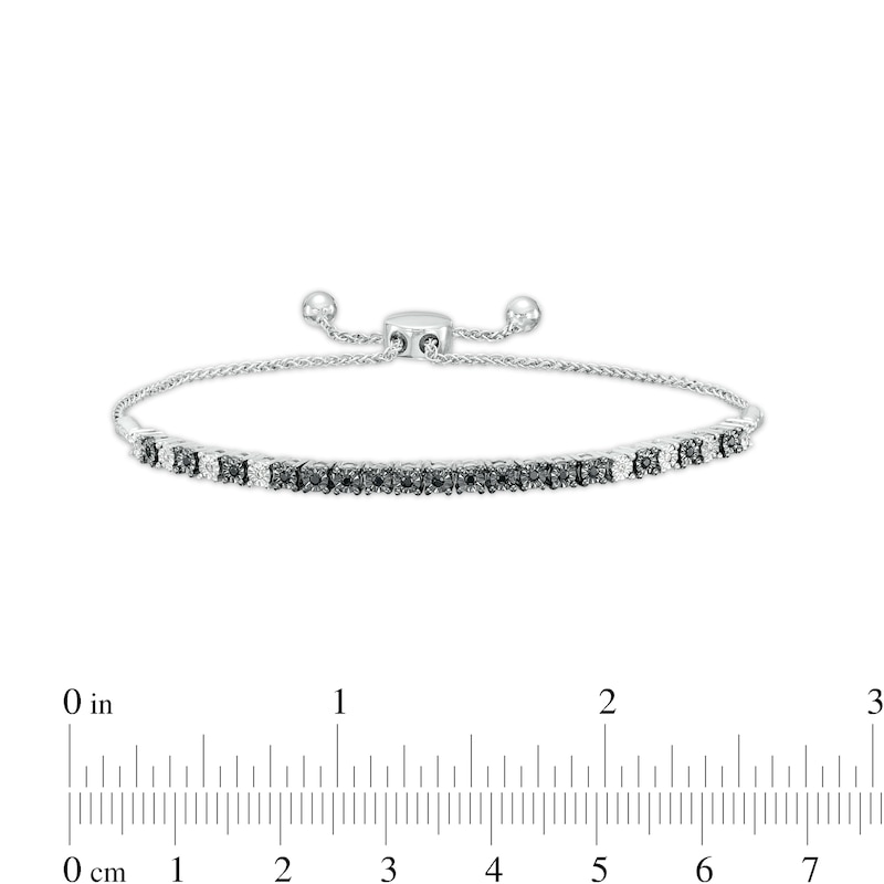 0.15 CT. T.W. Black and White Diamond Line Bolo Bracelet in Sterling Silver – 9.5"