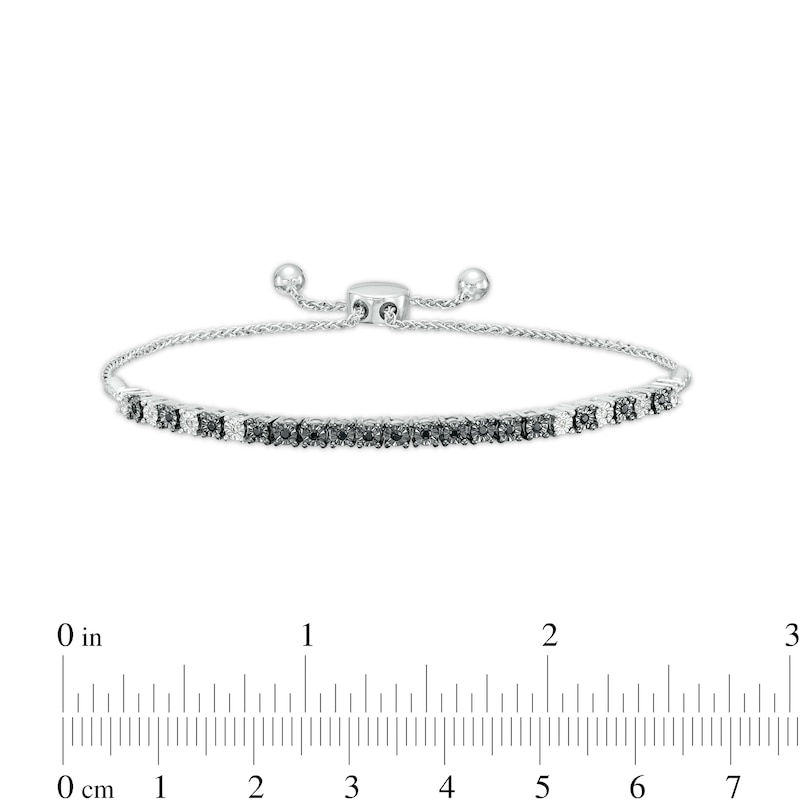 Main Image 3 of 0.15 CT. T.W. Black and White Diamond Line Bolo Bracelet in Sterling Silver – 9.5"