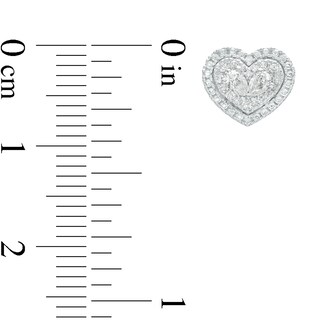 Forever Connected 0.20 CT. T.W. Pear-Shaped Diamond Heart Frame Stud Earrings in Sterling Silver