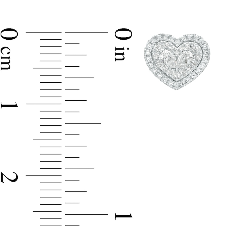 Forever Connected 0.20 CT. T.W. Pear-Shaped Diamond Heart Frame Stud Earrings in Sterling Silver