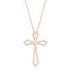 0.04 CT. Diamond Solitaire Flared Cross Pendant in 10K Rose Gold