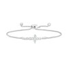 Thumbnail Image 1 of Diamond Accent Sideways Cross Bolo Bracelet in Sterling Silver – 9.5"
