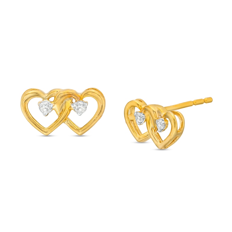 Diamond Accent Interlocking Hearts Stud Earrings in 10K Gold|Peoples Jewellers