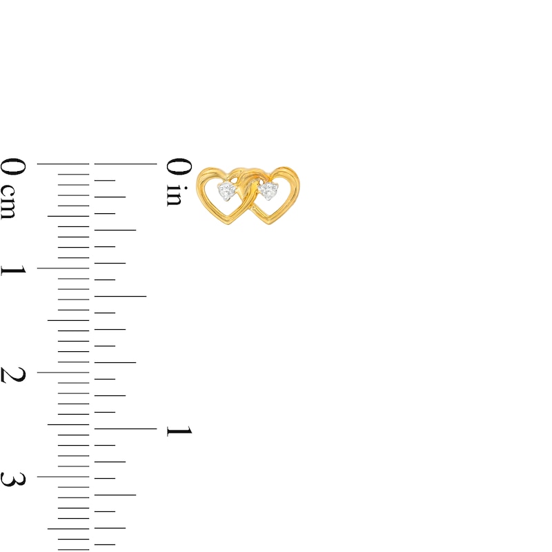 Diamond Accent Interlocking Hearts Stud Earrings in 10K Gold