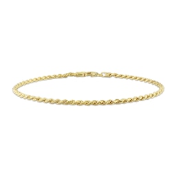 Men's 2.2mm Rope Chain Bracelet in Sterling Silver with Gold-Tone Flash Plate - 9&quot;