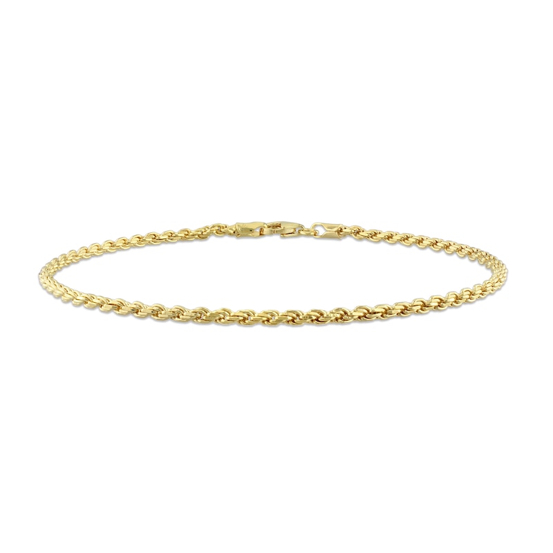 Men's 2.2mm Rope Chain Bracelet in Sterling Silver with Gold-Tone Flash Plate - 9"