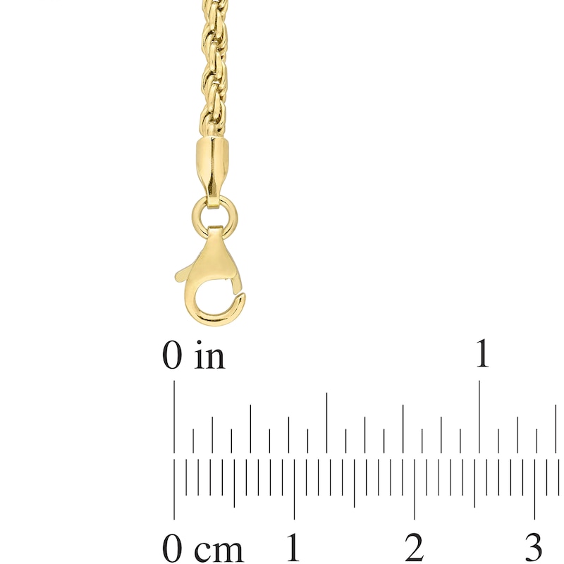 Men's 2.2mm Rope Chain Bracelet in Sterling Silver with Gold-Tone Flash Plate - 9"|Peoples Jewellers