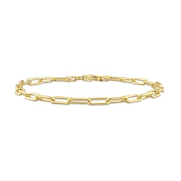 3.5mm Paper Clip Chain Bracelet in Sterling Silver with Gold-Tone Flash Plate - 7.5&quot;