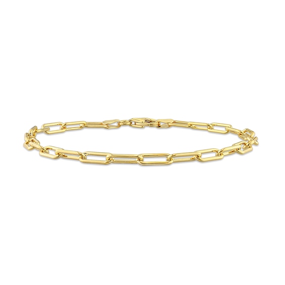 3.5mm Paperclip Chain Bracelet in Sterling Silver with Yellow Gold