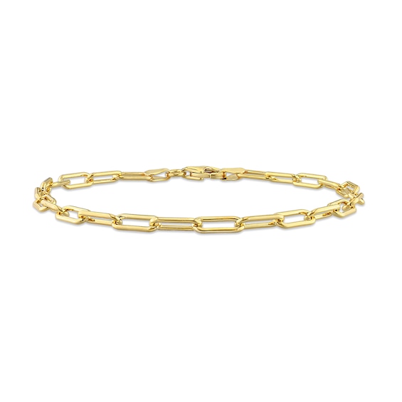 3.5mm Paper Clip Chain Bracelet in Sterling Silver with Gold-Tone Flash Plate - 7.5"