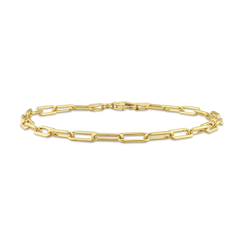 Main Image 1 of 3.5mm Paper Clip Chain Bracelet in Sterling Silver with Gold-Tone Flash Plate - 7.5"