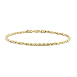 Ladies' 2.2mm Rope Chain Bracelet in Sterling Silver with Yellow Gold Flash Plate - 7.5&quot;
