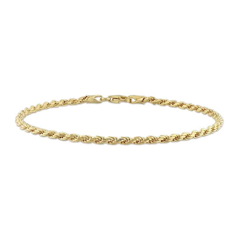 Ladies' 2.2mm Rope Chain Bracelet in Sterling Silver with Gold-Tone Flash Plate - 7.5"|Peoples Jewellers