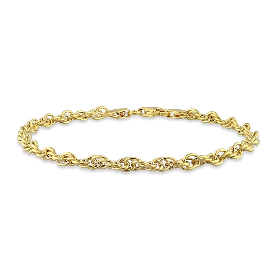 Ladies' 3.7mm Singapore Chain Bracelet in Sterling Silver with Yellow