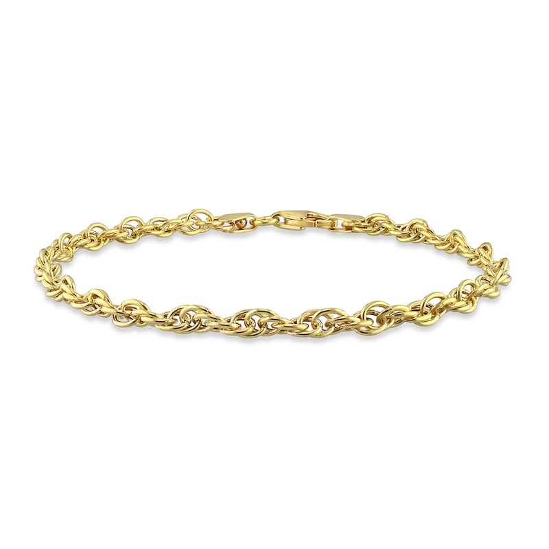 Ladies' 3.7mm Singapore Chain Bracelet in Sterling Silver with Gold-Tone Flash Plate - 7.5"|Peoples Jewellers