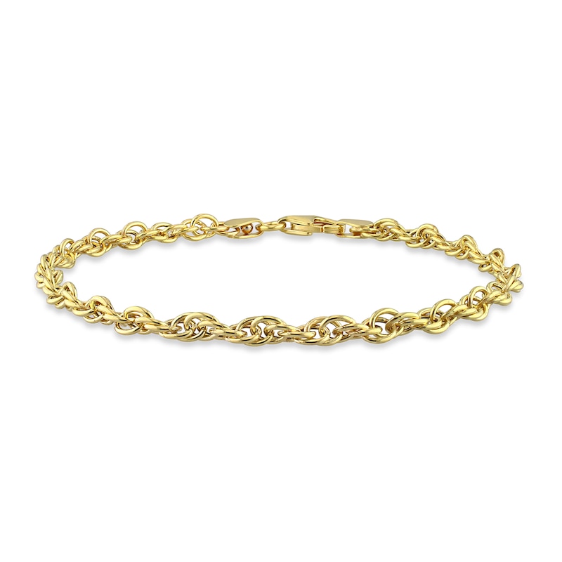 Main Image 1 of Ladies' 3.7mm Singapore Chain Bracelet in Sterling Silver with Gold-Tone Flash Plate - 7.5"