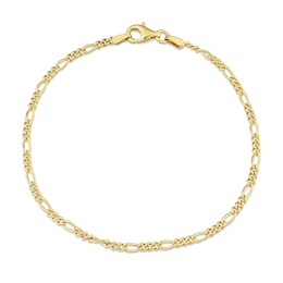 2.2mm Figaro Chain Bracelet in Sterling Silver with Gold-Tone Flash Plate - 7.5"