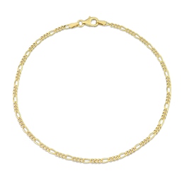 2.2mm Figaro Chain Bracelet in Sterling Silver with Gold-Tone Flash Plate - 9"