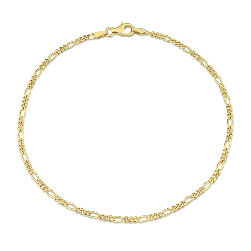 Men's 2.2mm Figaro Chain Bracelet in Sterling Silver with Gold-Tone Flash Plate - 9"