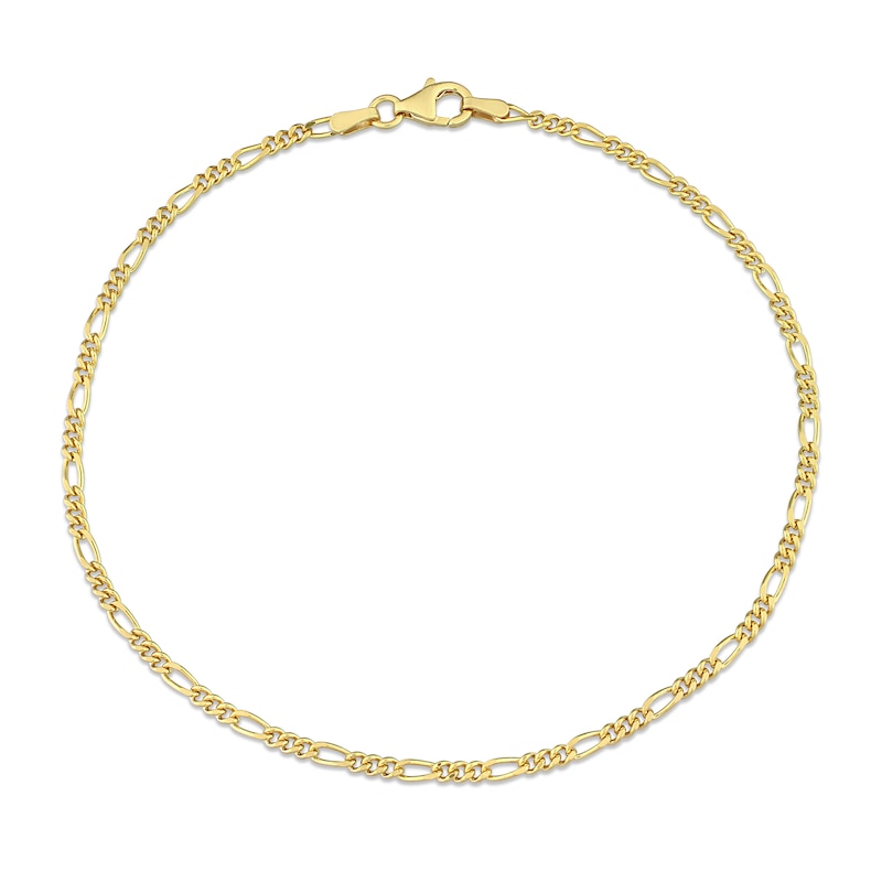 Men's 2.2mm Figaro Chain Bracelet in Sterling Silver with Gold-Tone Flash Plate - 9"|Peoples Jewellers