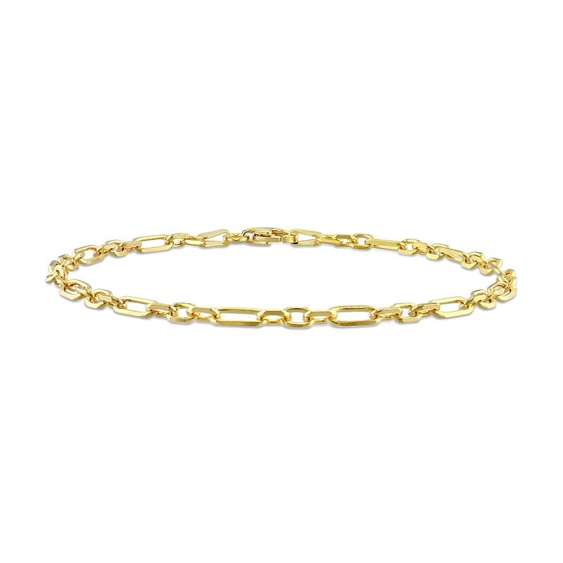 Ladies' 3.0mm Figaro Chain Bracelet in Sterling Silver with Gold-Tone Flash Plate - 7.5"|Peoples Jewellers