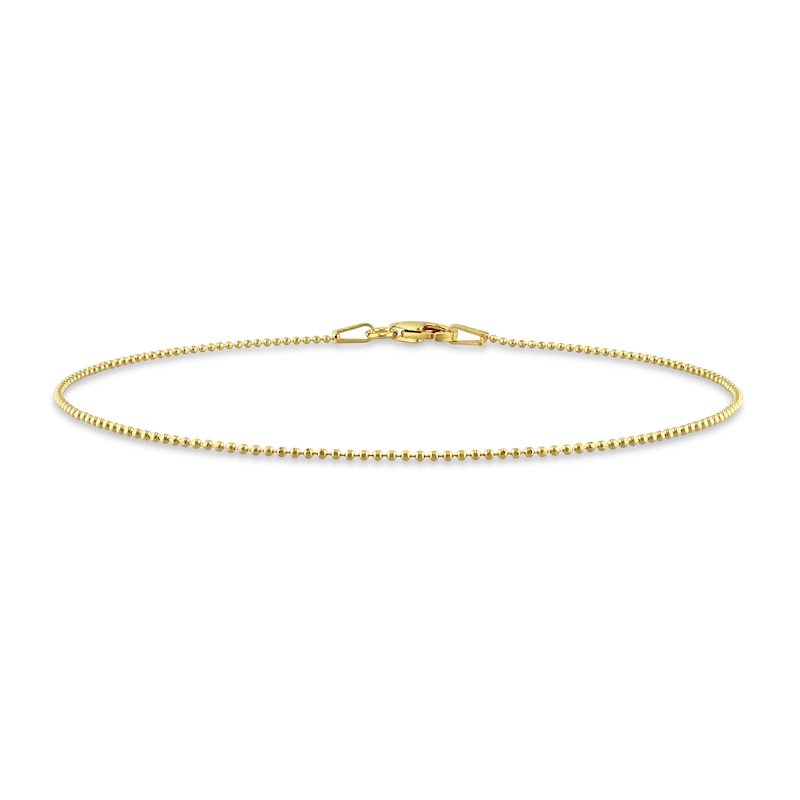 Men's 1.0mm Bead Chain Bracelet in Sterling Silver with Gold-Tone Flash Plate - 9"|Peoples Jewellers