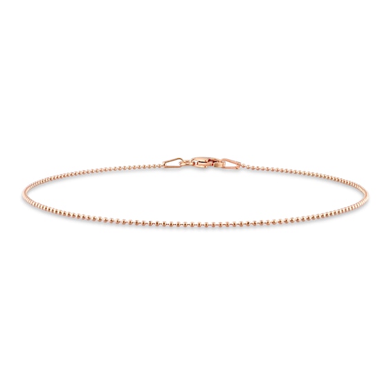 Men's 1.0mm Bead Chain Bracelet in Sterling Silver with Rose-Tone Flash Plate - 9"