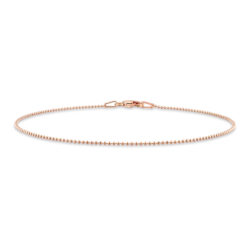 Men's 1.0mm Bead Chain Bracelet in Sterling Silver with Rose-Tone Flash Plate - 9"|Peoples Jewellers