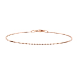 1.0mm Bead Chain Bracelet in Sterling Silver with Rose-Tone Flash Plate - 7.5"