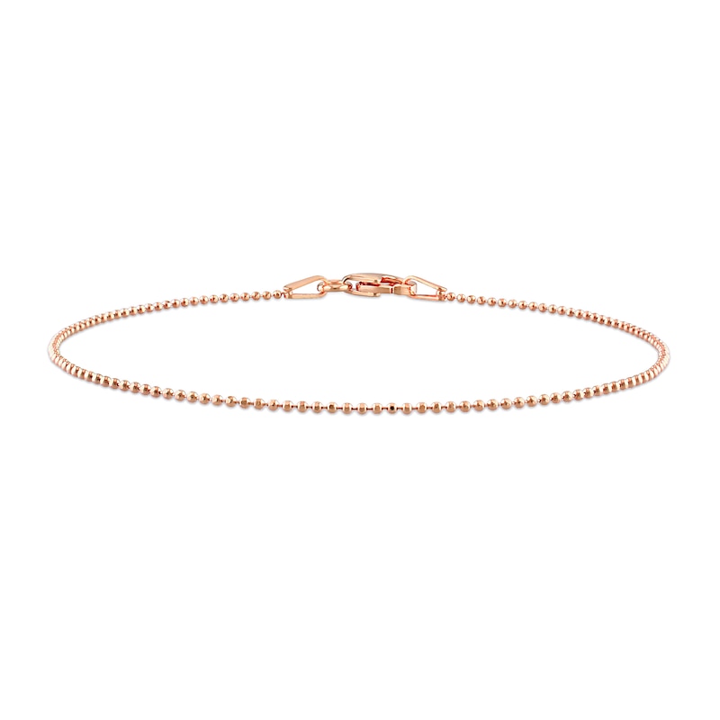 Ladies' 1.0mm Bead Chain Bracelet in Sterling Silver with Rose-Tone Flash Plate - 7.5"|Peoples Jewellers