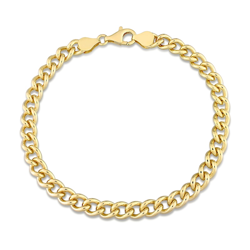 6.5mm Curb Chain Anklet in Sterling Silver with Gold-Tone Flash Plate - 9"|Peoples Jewellers