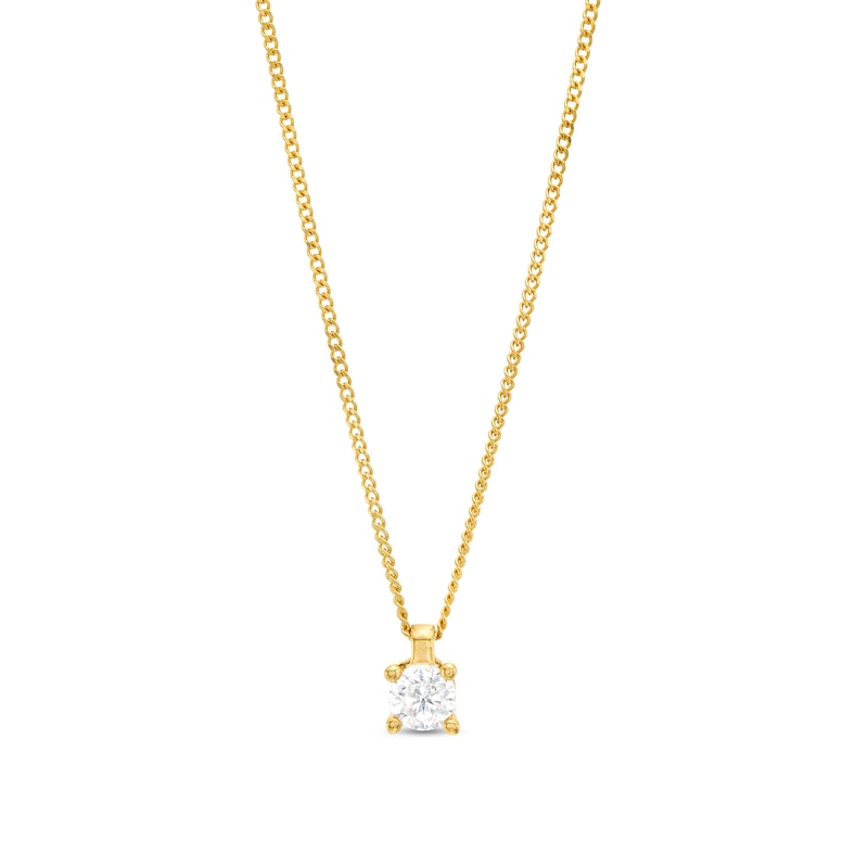 Main Image 1 of 0.20 CT. Diamond Solitaire Pendant in 14K Gold (J/I3) – 19"