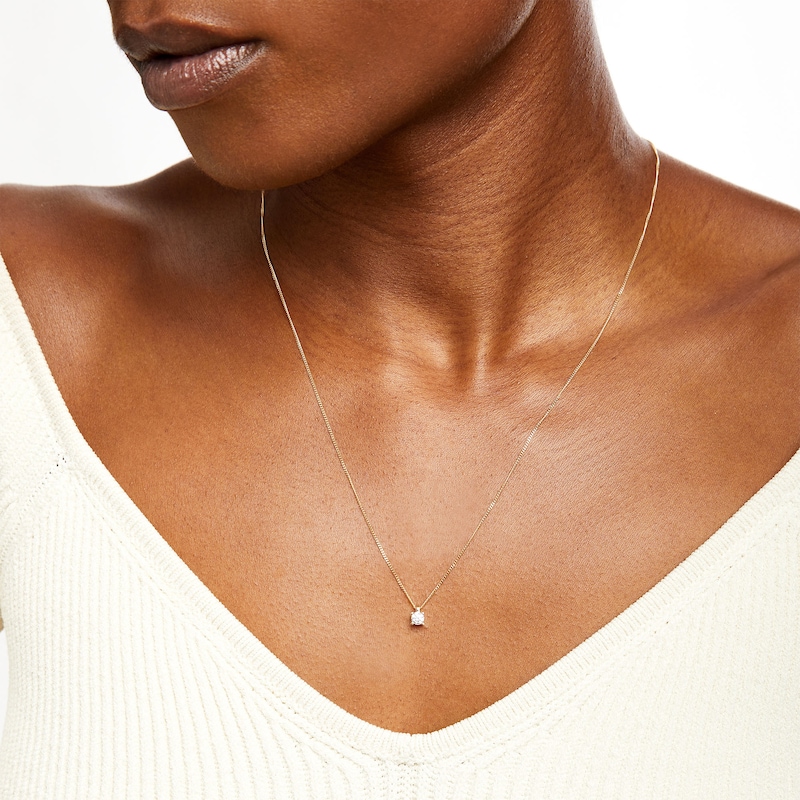 Main Image 2 of 0.20 CT. Diamond Solitaire Pendant in 14K Gold (J/I3) – 19"