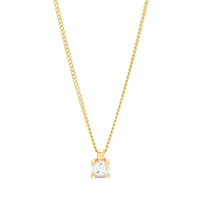 Main Image 1 of 0.10 CT. Diamond Solitaire Pendant in 14K Gold (J/I3) – 19"