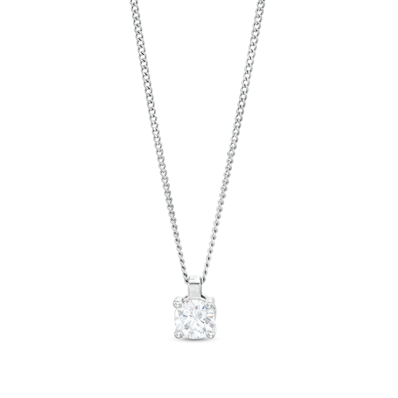Main Image 1 of 0.30 CT. Diamond Solitaire Pendant in 14K White Gold (J/I3) – 19"