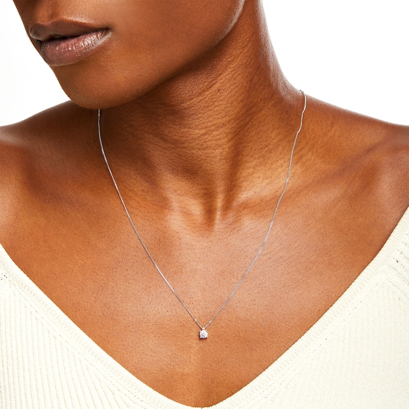 Main Image 2 of 0.30 CT. Diamond Solitaire Pendant in 14K White Gold (J/I3) – 19"